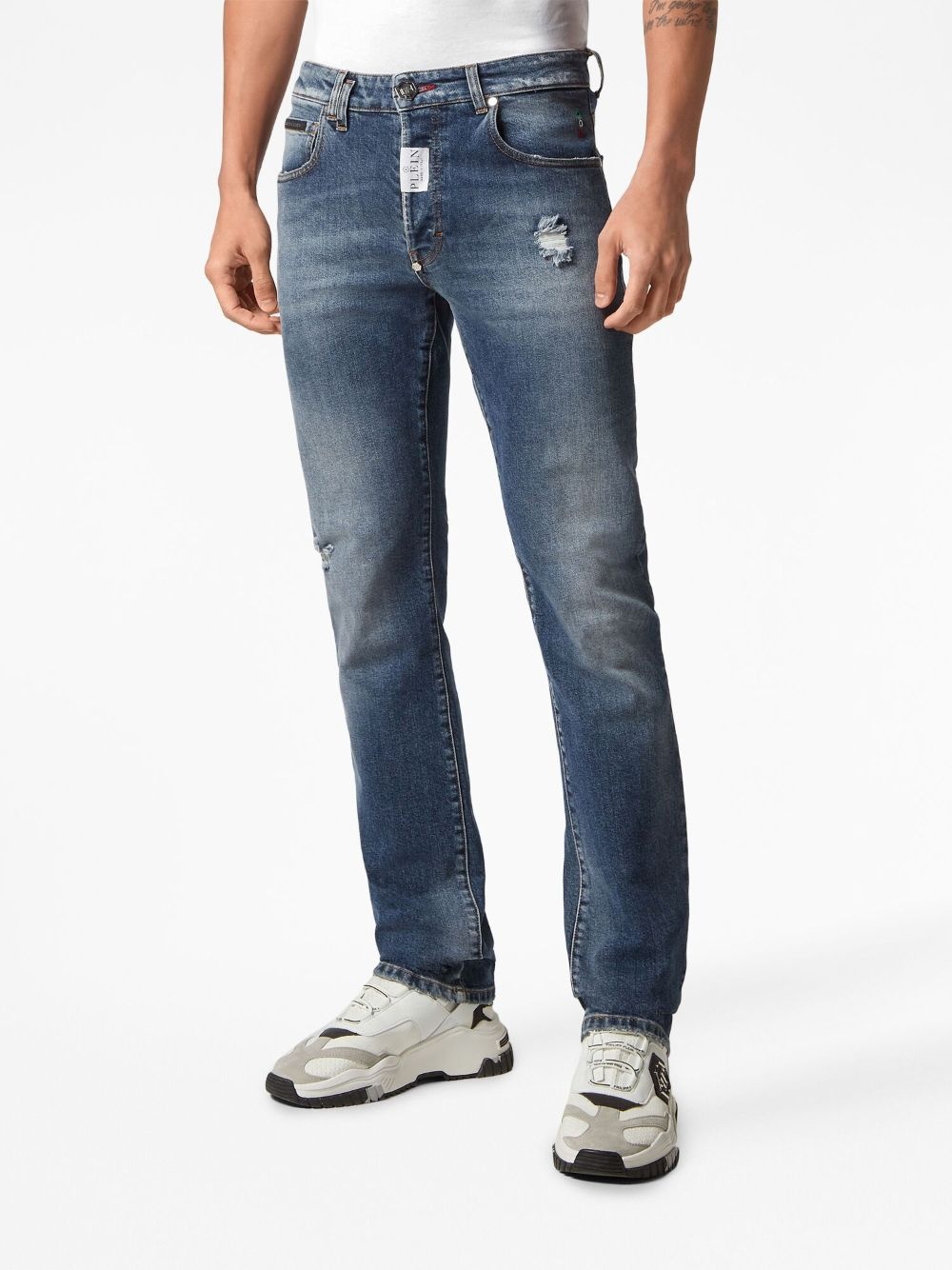 logo-patch straight-leg jeans - 3