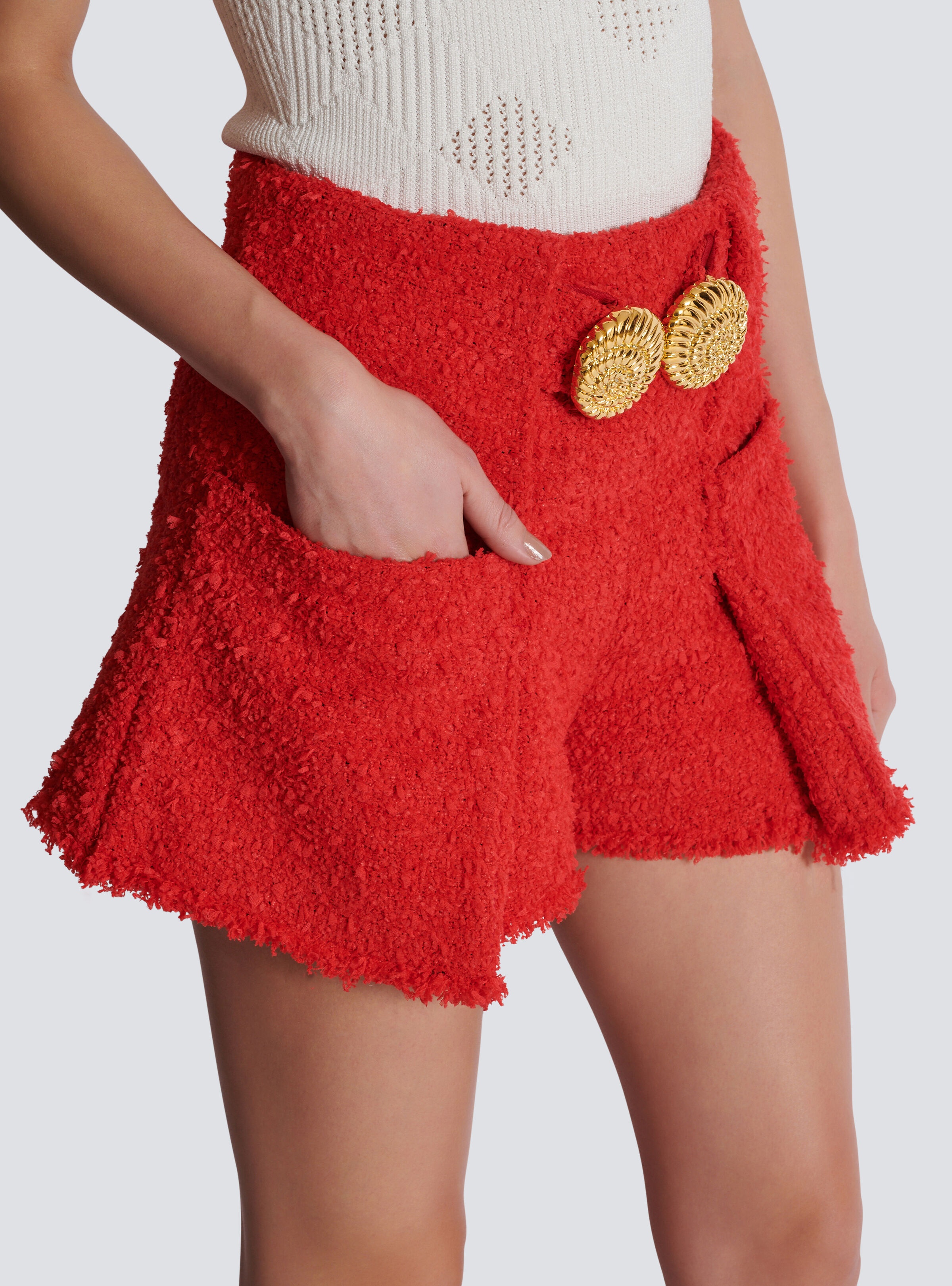 Belted tweed shorts with Snail buttons - 7