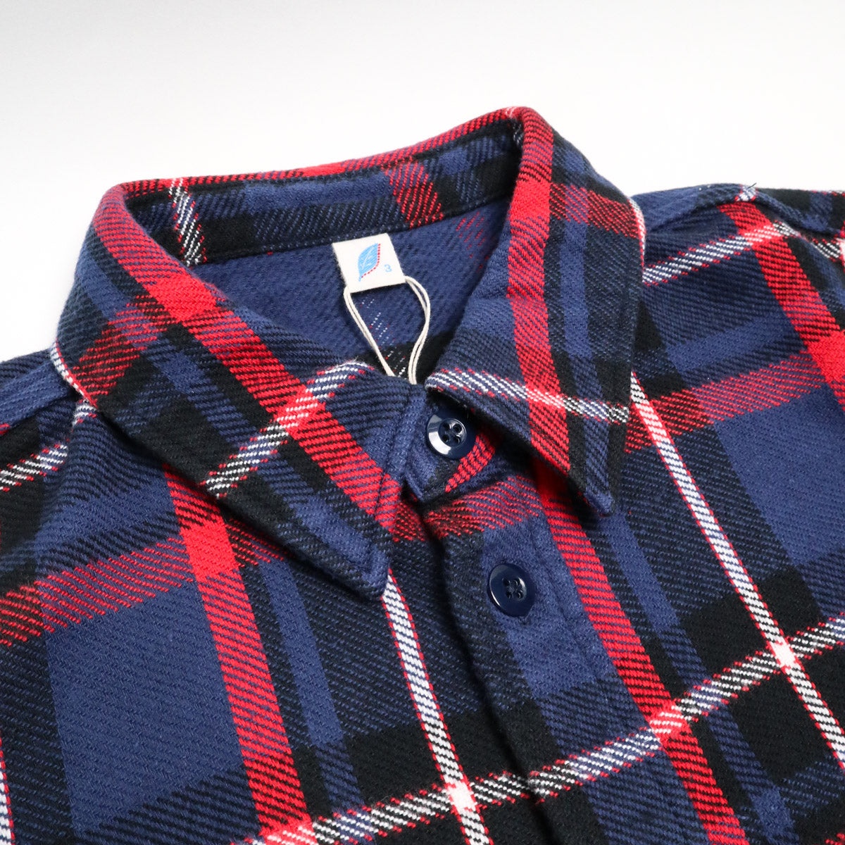 2222-NV Raised Surface Check Double Pocket Shirt Navy - 2
