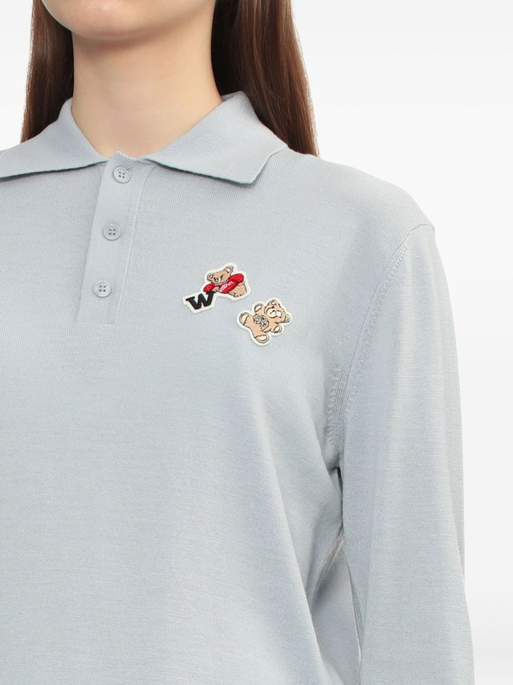 bear-embroidered polo-neck sweater - 5