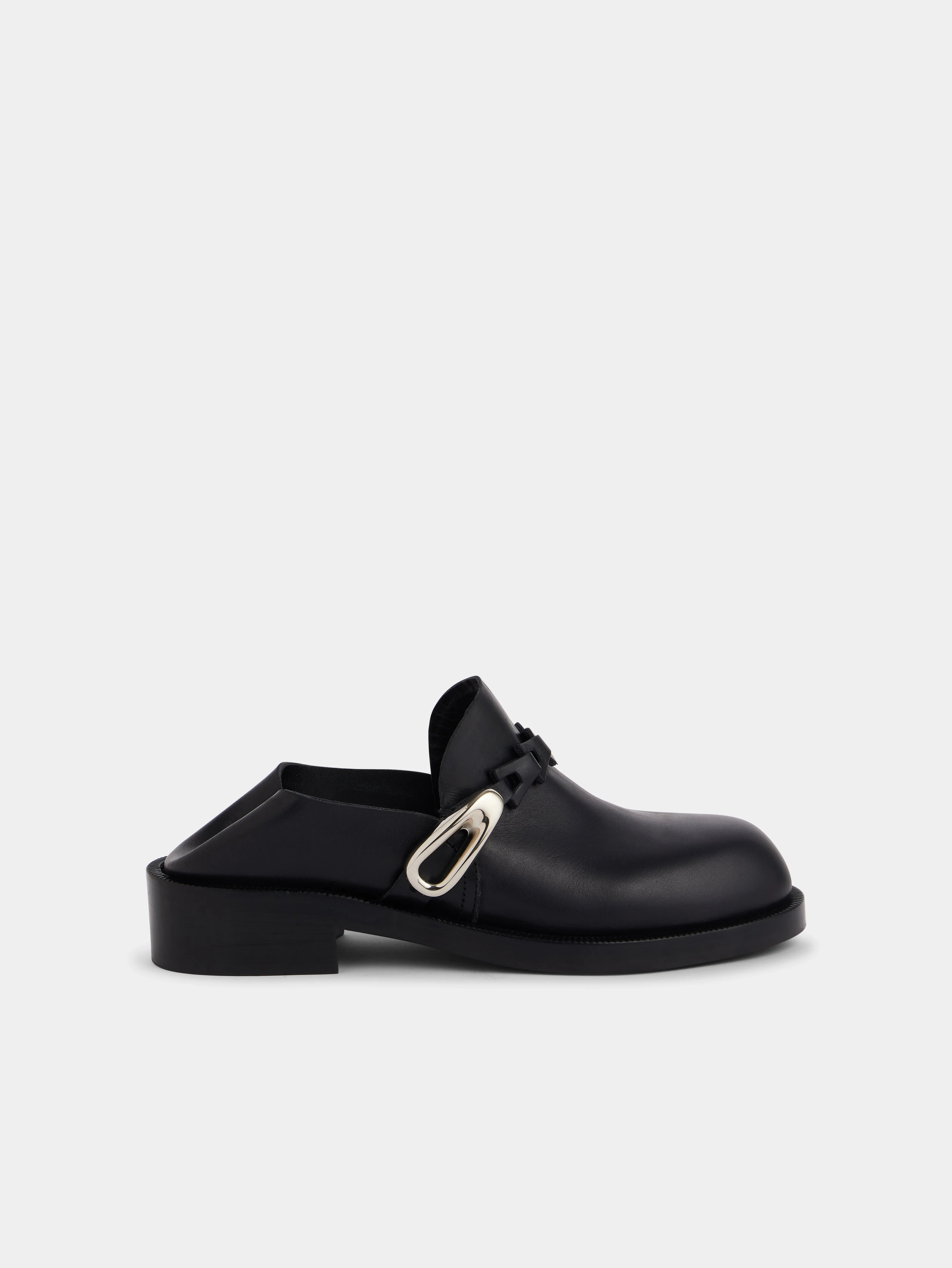 BLACK MULES IN SMOOTH LEATHER - 1