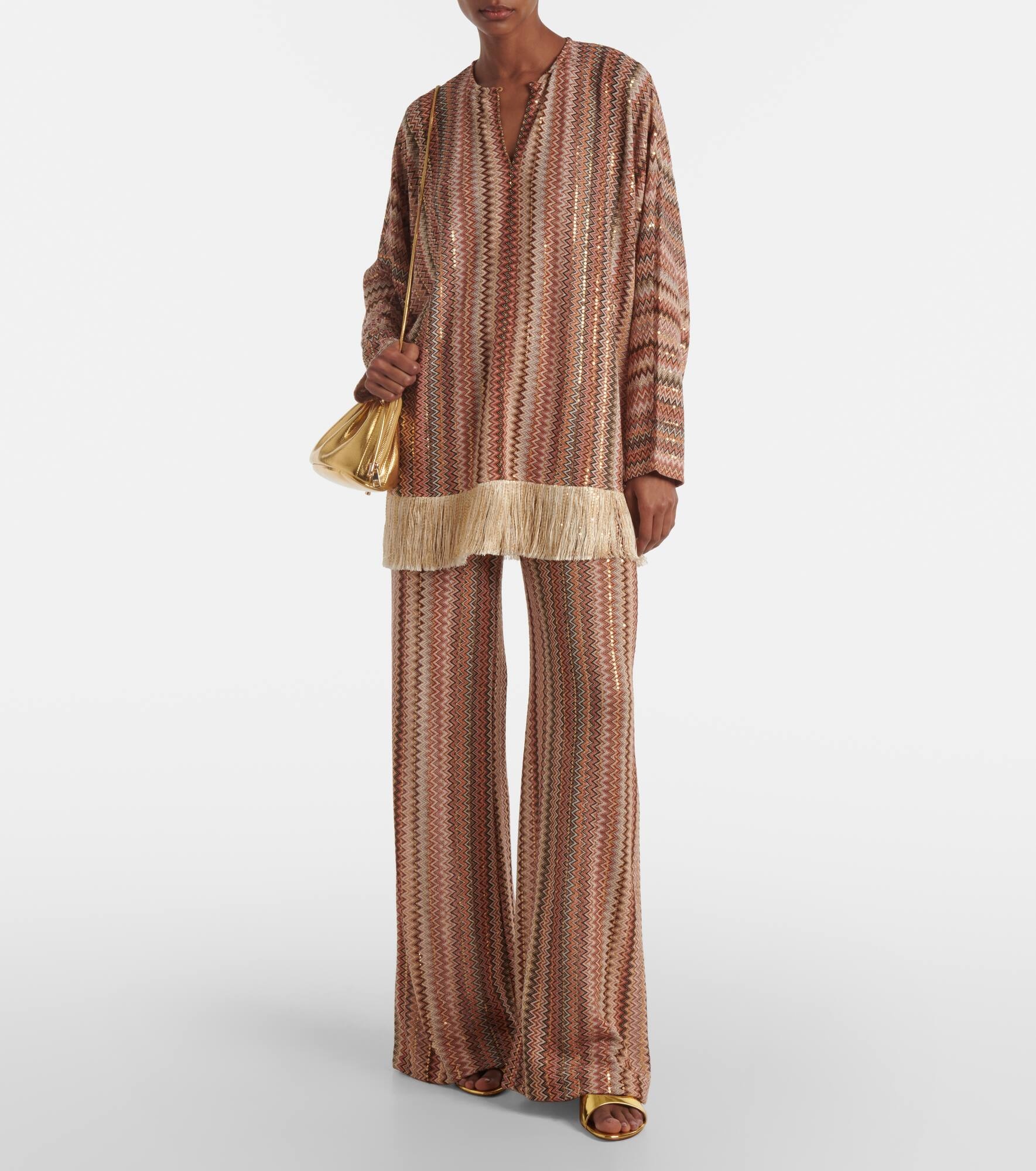 Zigzag fringed lamé blouse - 6
