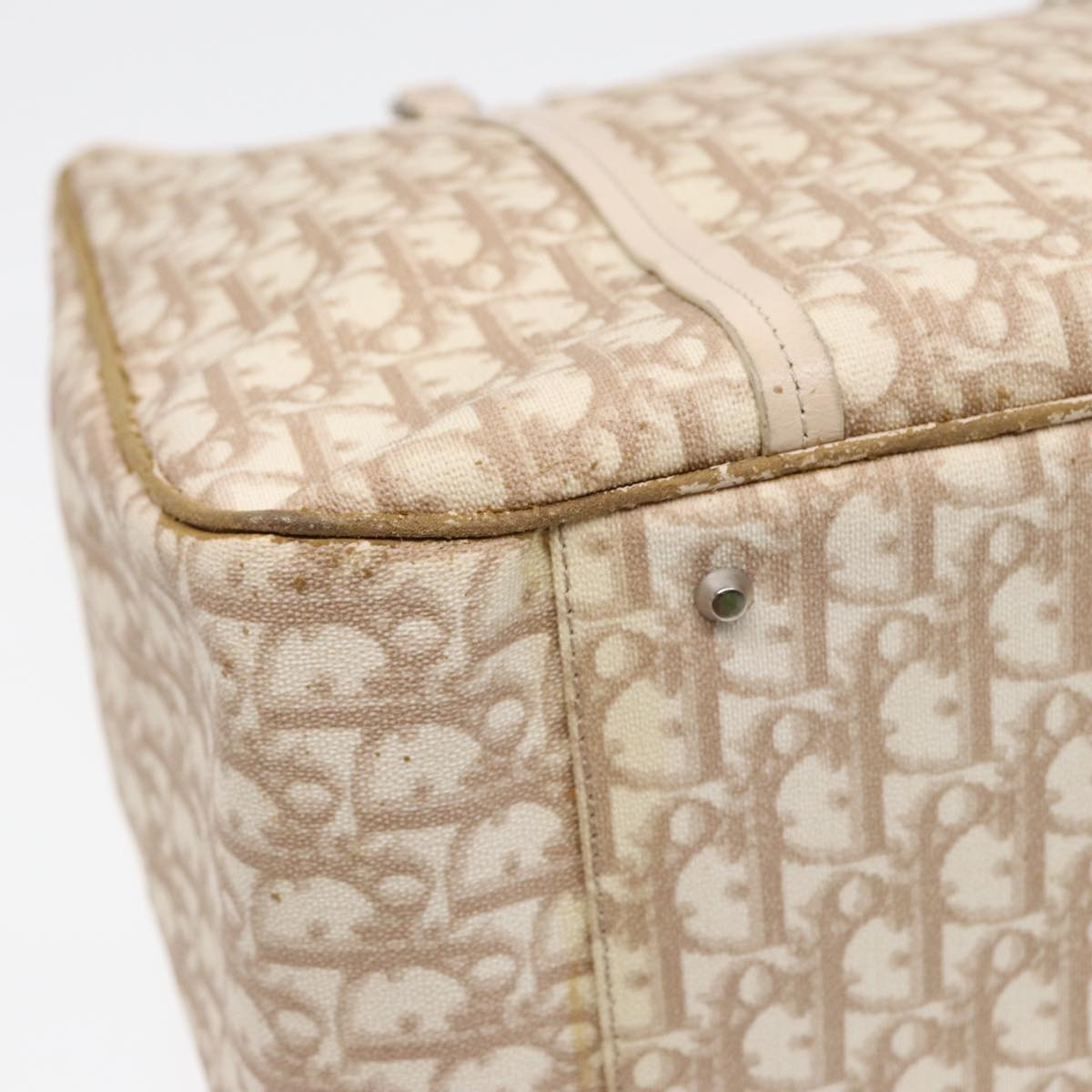 DIOR Trotter Canvas Chain Tote Bag Beige Silver - 16