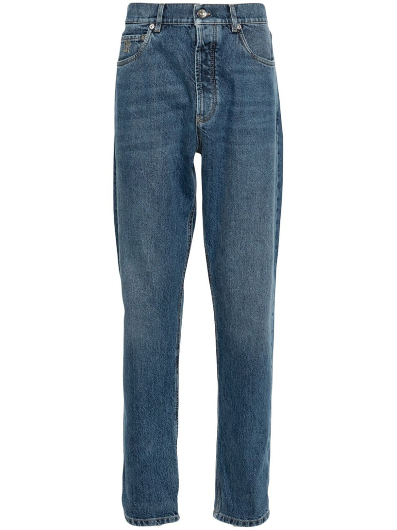 logo-embroidered jeans 1
