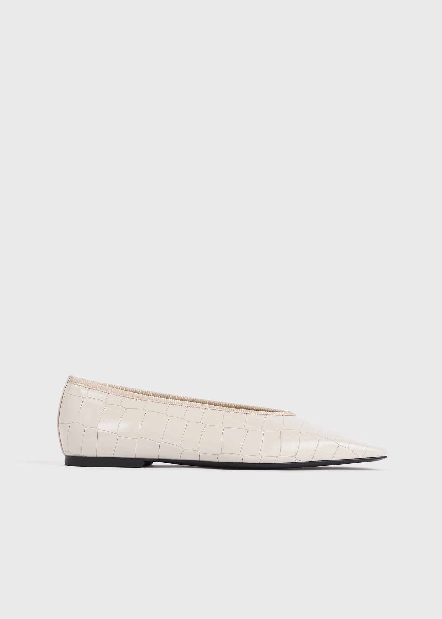 Minimalist croco-embossed ballerinas oyster - 1