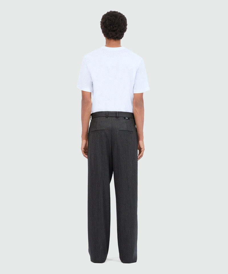 Wide-leg anthracite wool twill trousers 3