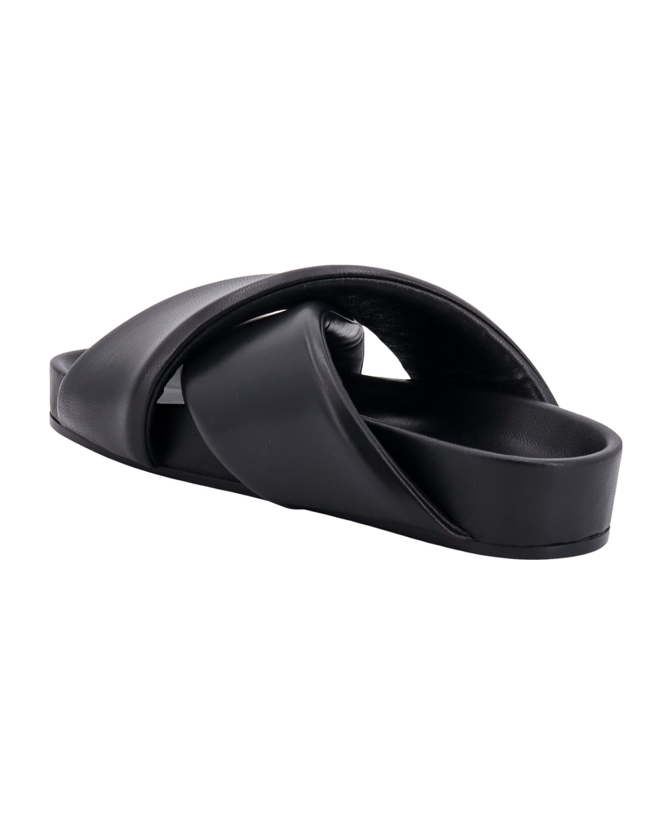 Black Leather Slides - 3