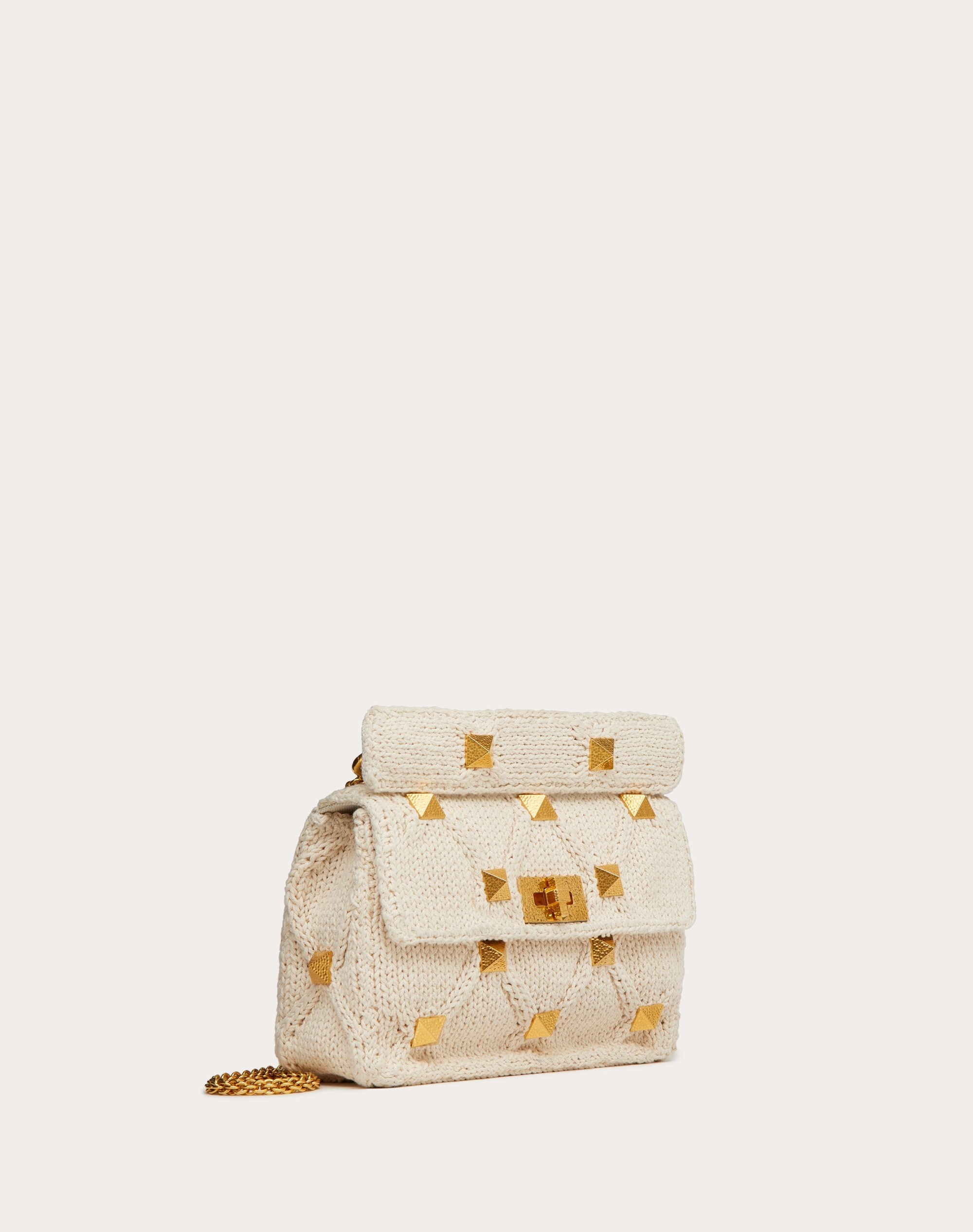 MEDIUM KNITTED ROMAN STUD THE SHOULDER BAG WITH CHAIN - 2