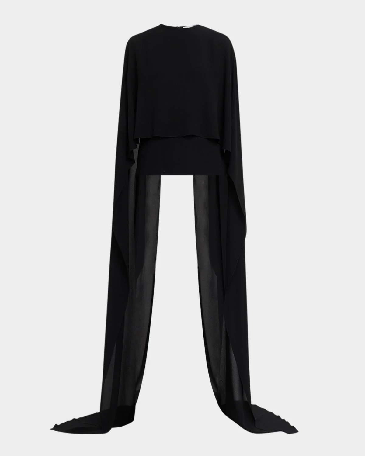 Silk Chiffon Streamer Capelet Blouse - 1