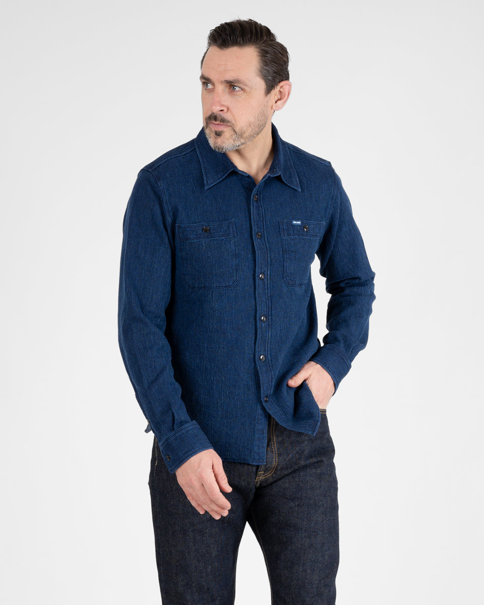 IHSH-96-IND Waffle Work Shirt - Indigo - 2
