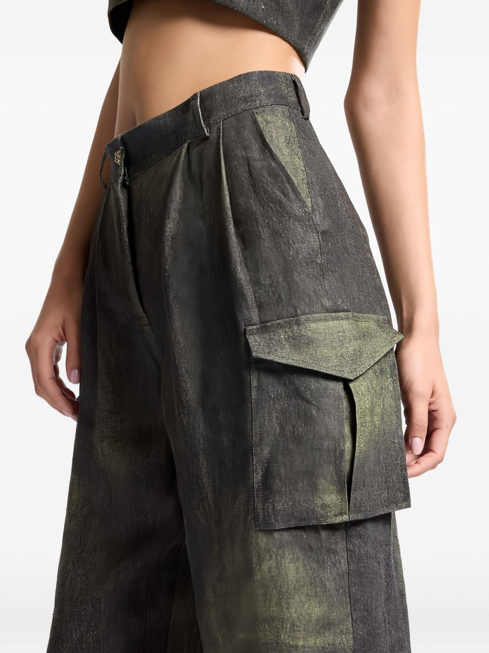 pleated cargo-pattern trousers - 2