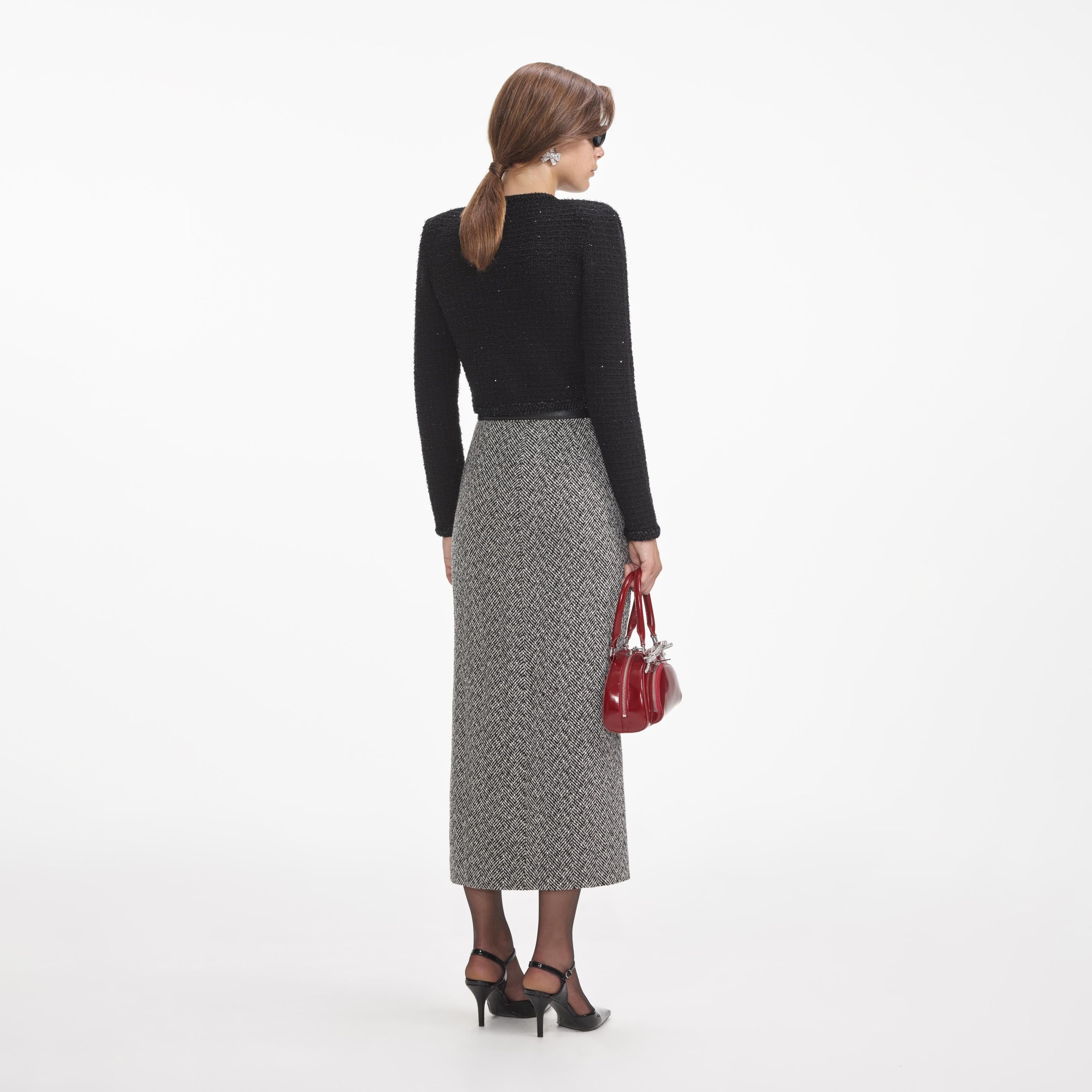 Black Textured Knit Jacket - 3