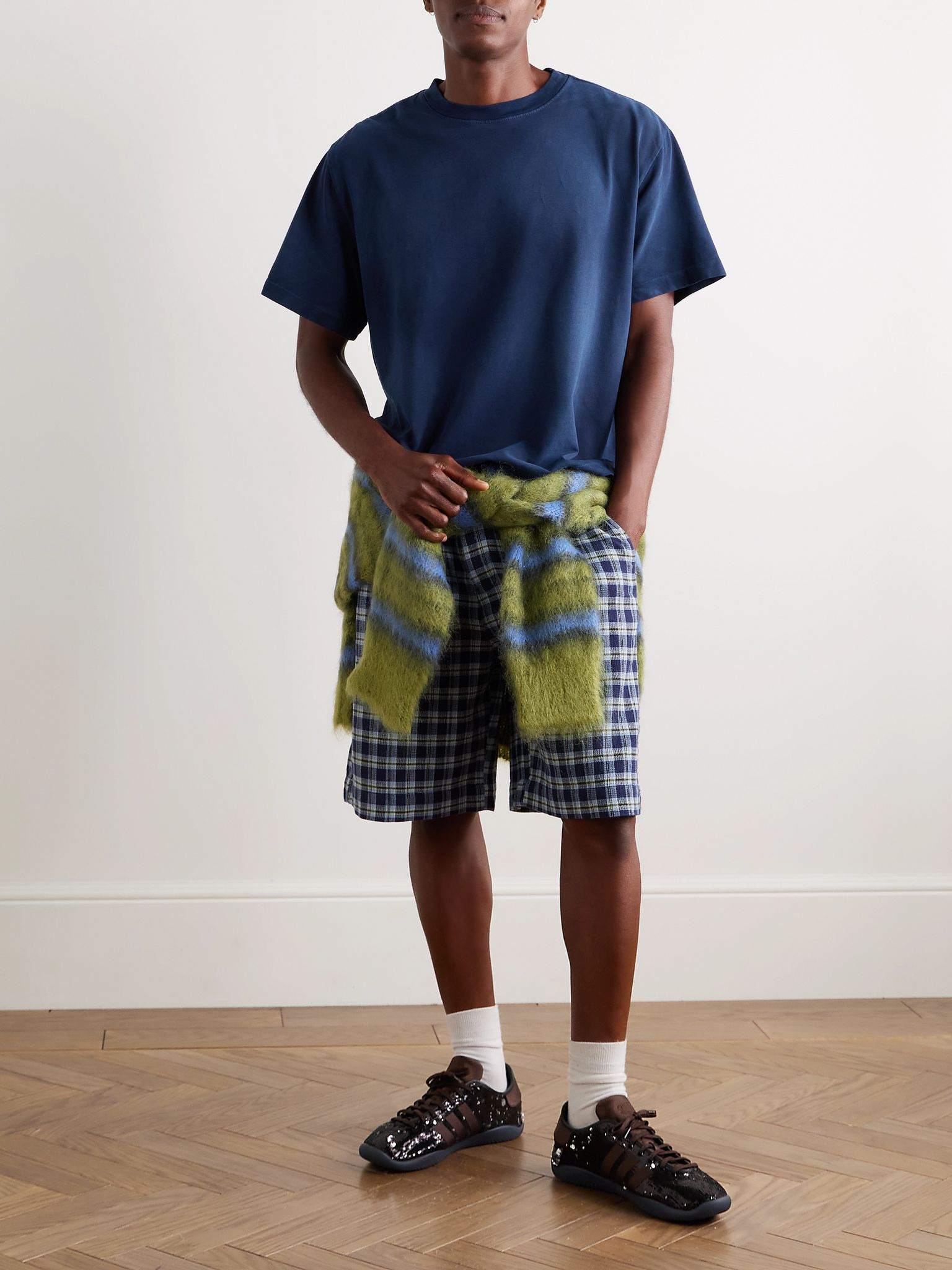 Sunbleached Cotton and Cashmere-Blend Jersey T-Shirt Navy - 2
