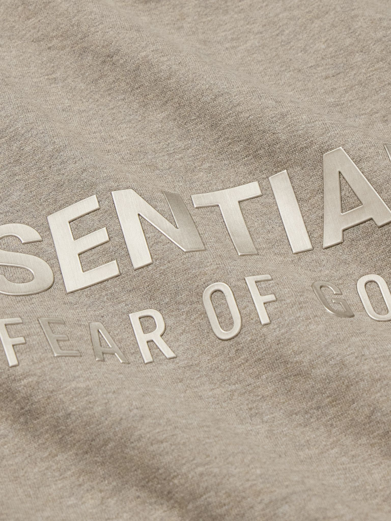 Oversized Logo-Appliquéd Cotton-Blend Jersey Hoodie Taupe - 5