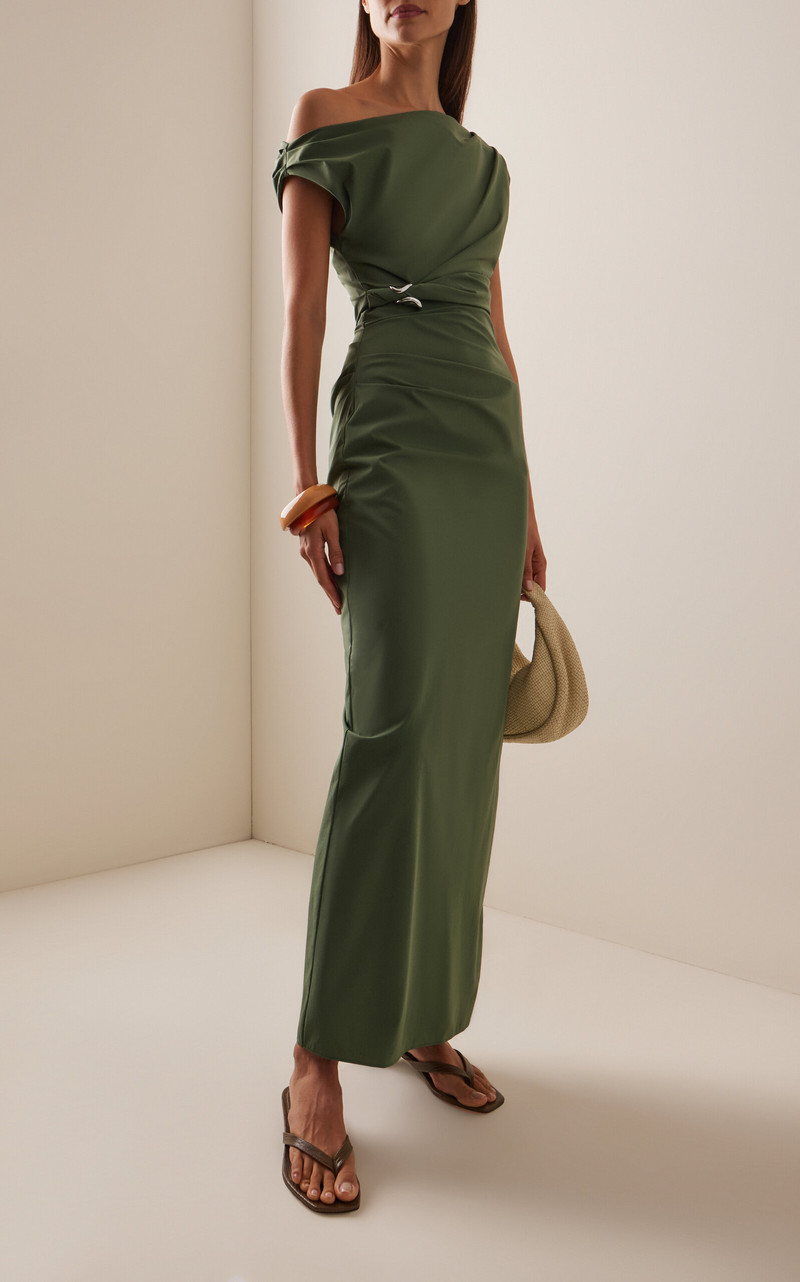 SIR. Exclusive Sol Ruched Maxi Dress green outlook