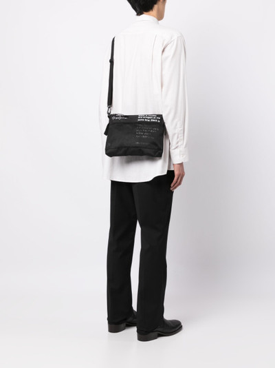 Yohji Yamamoto slogan-print mesh shoulder bag outlook
