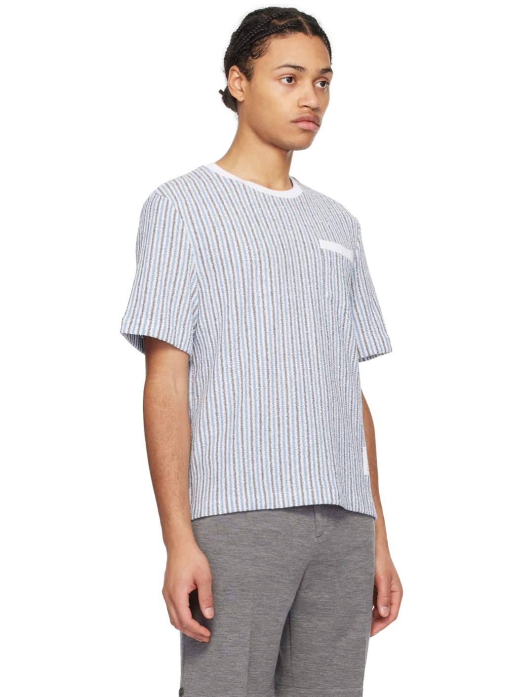 Blue & Gray Striped T-Shirt - 2