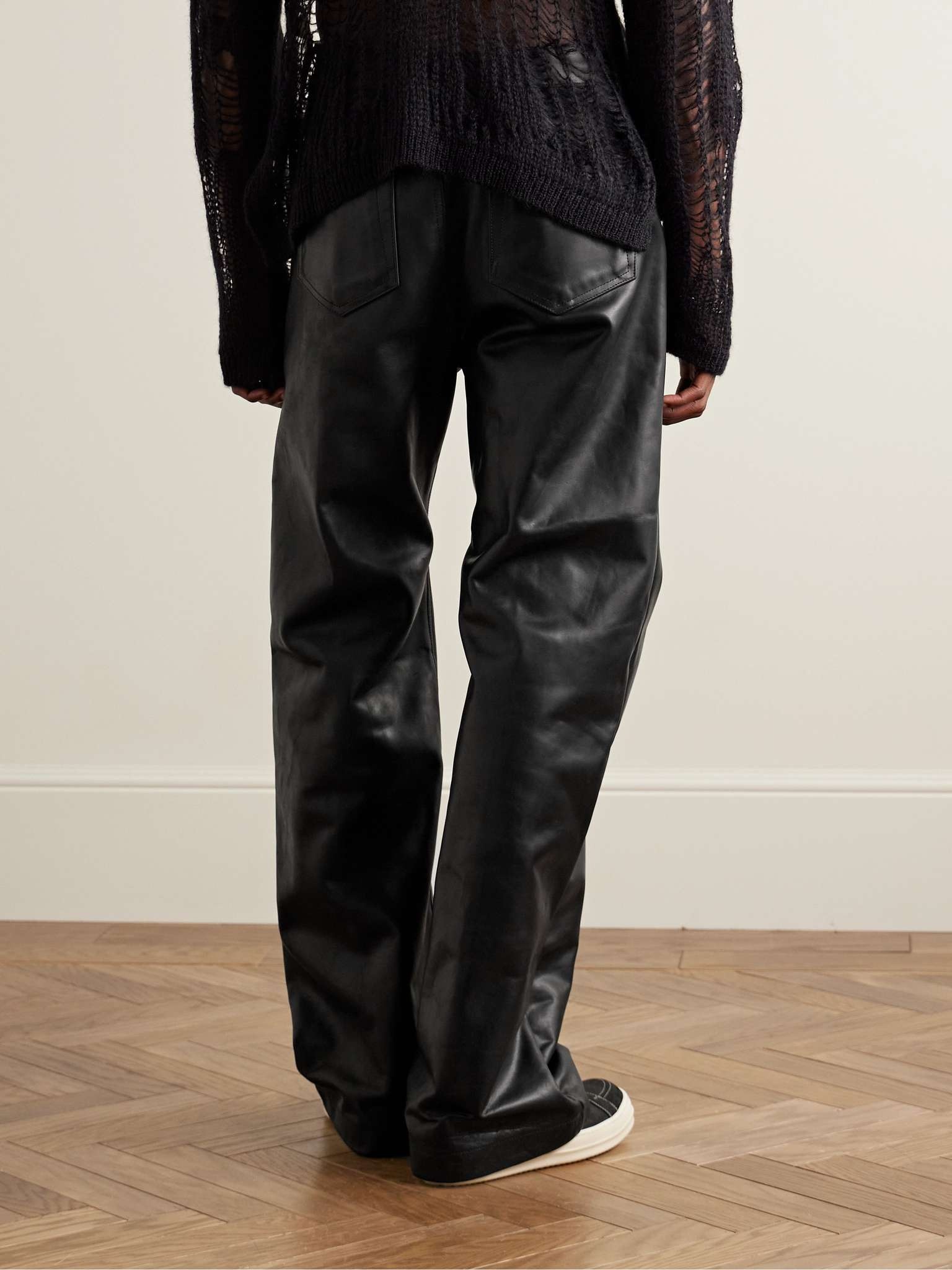 Geth Straight-Leg Oiled-Leather Jeans - 4