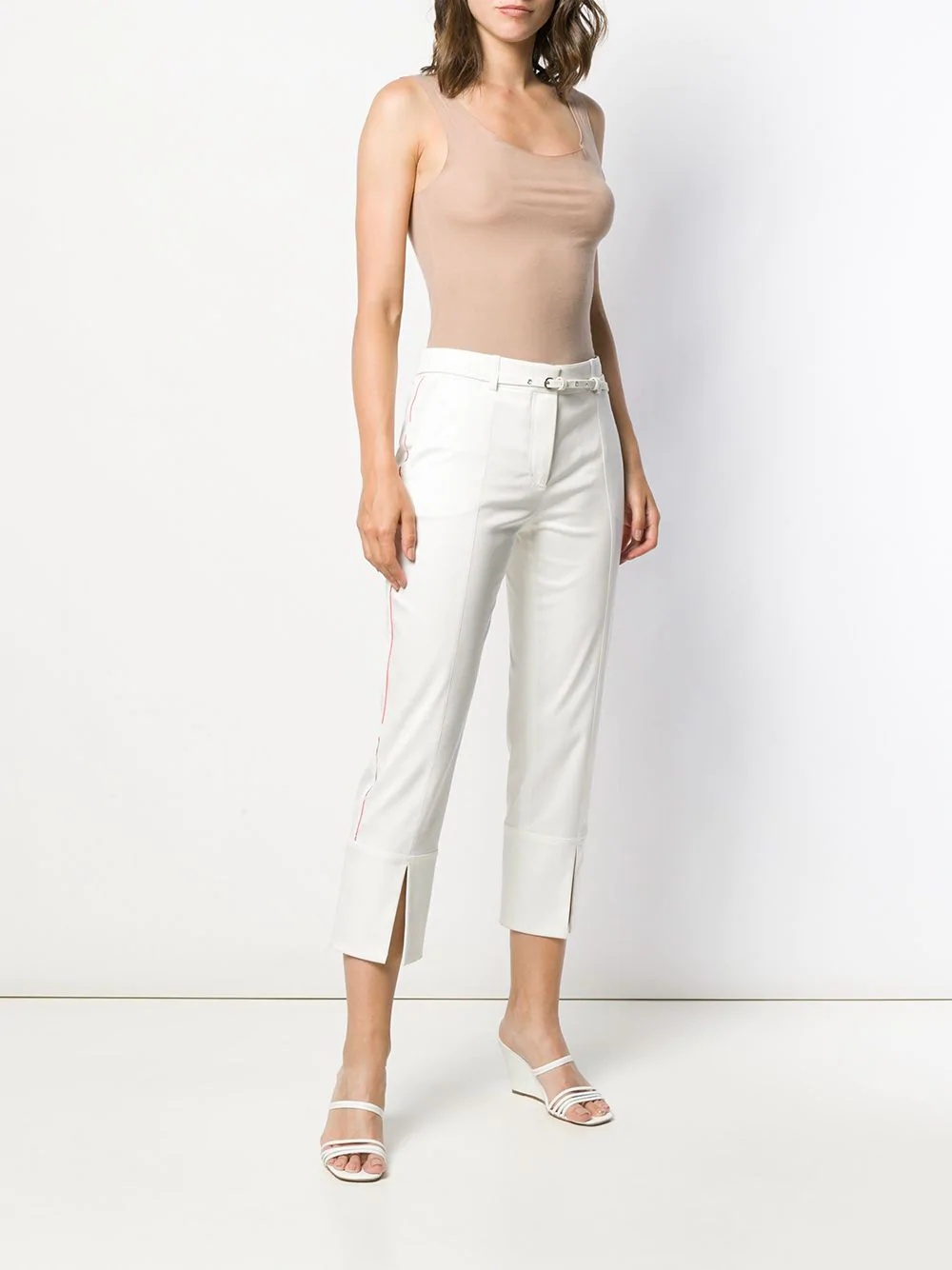 side-stripe split-hem cropped trousers - 3