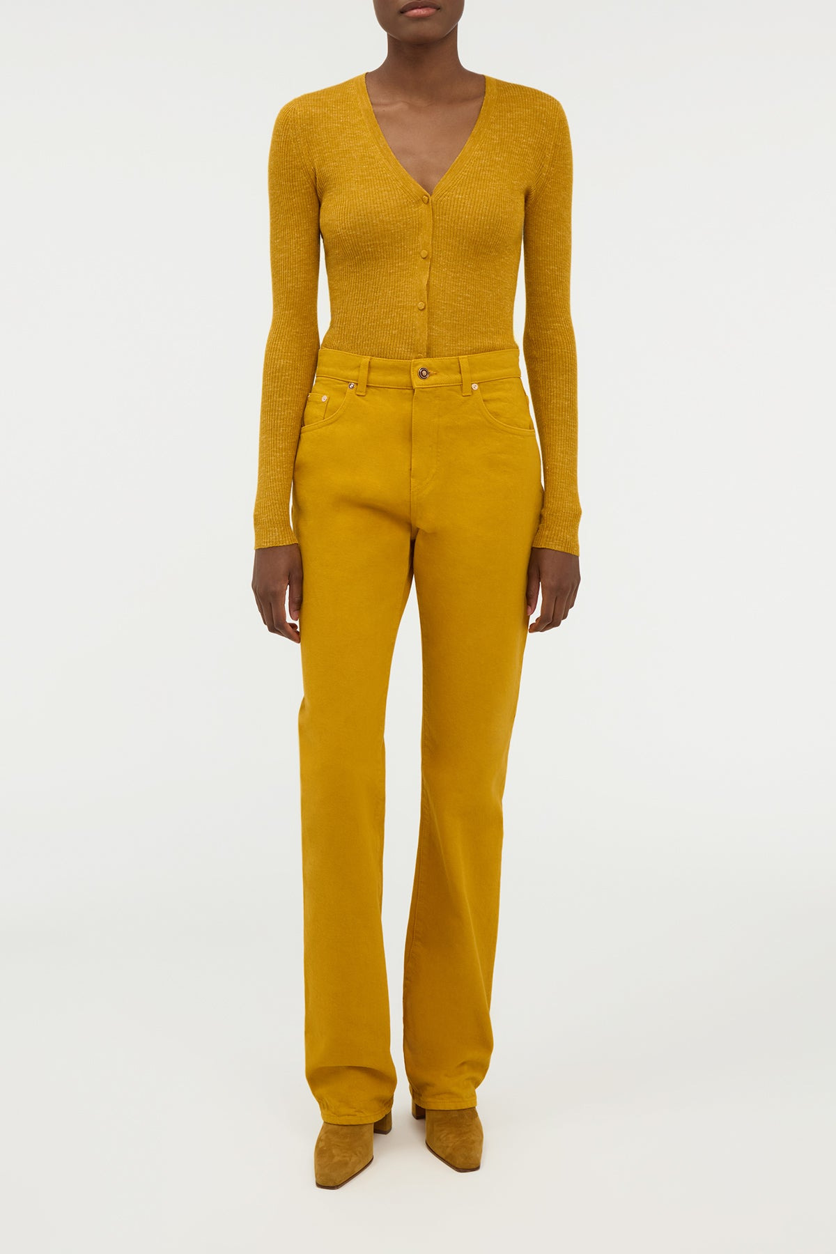 Aiste Knit Cardigan in Golden Birch Cashmere Silk with Hemp - 3