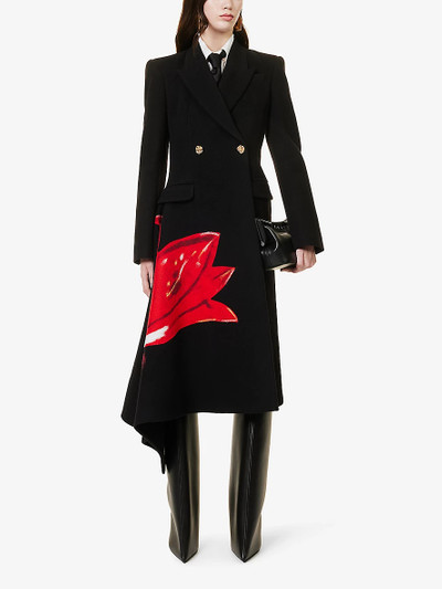 Alexander McQueen Floral-print asymmetric-hem wool and cashmere-blend coat outlook
