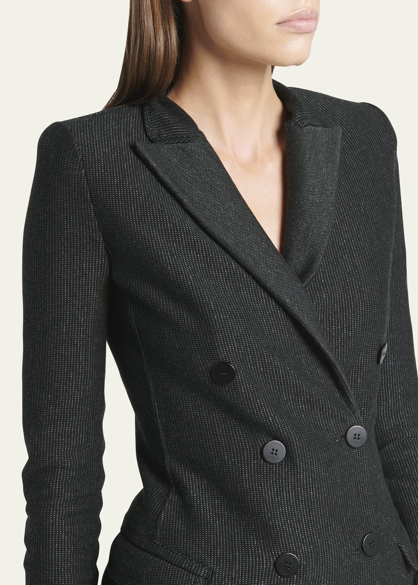 Jersey Jacquard Double-Breasted Blazer - 5