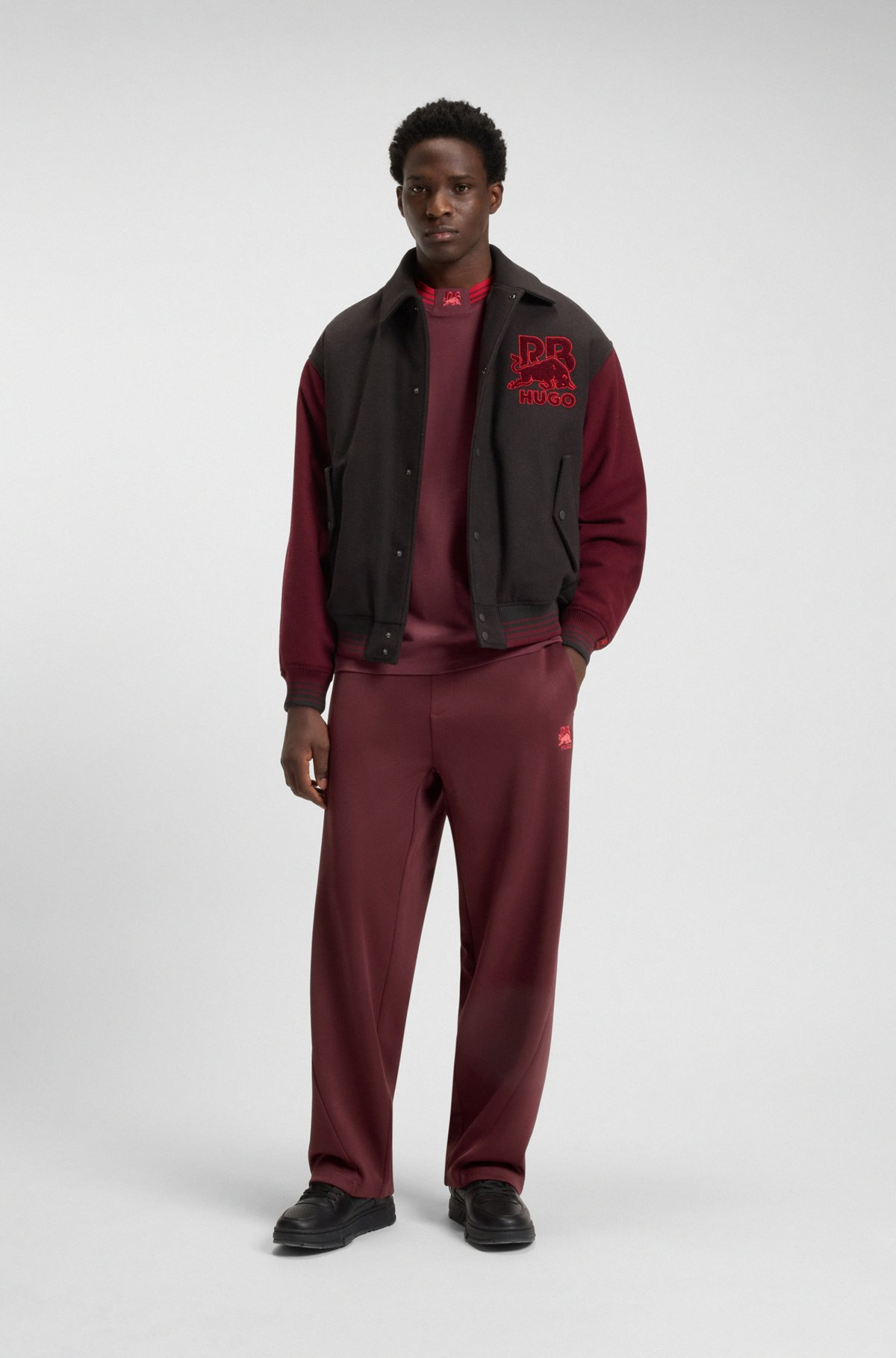HUGO X RB OVERSIZE-FIT TRACKSUIT BOTTOMS WITH STRIPED WAISTBAND - 4