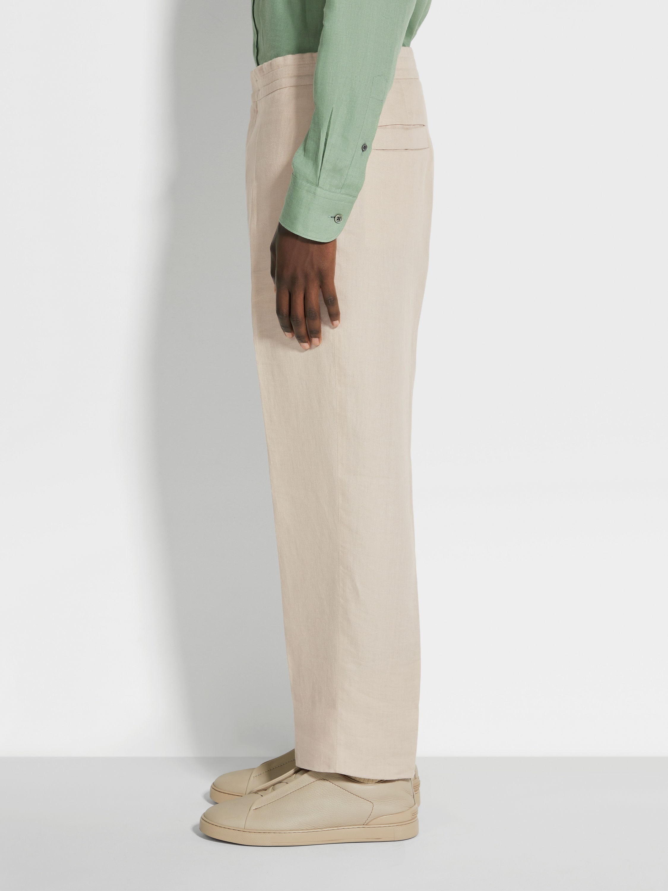 LIGHT BEIGE OASI LINO PANTS - 4
