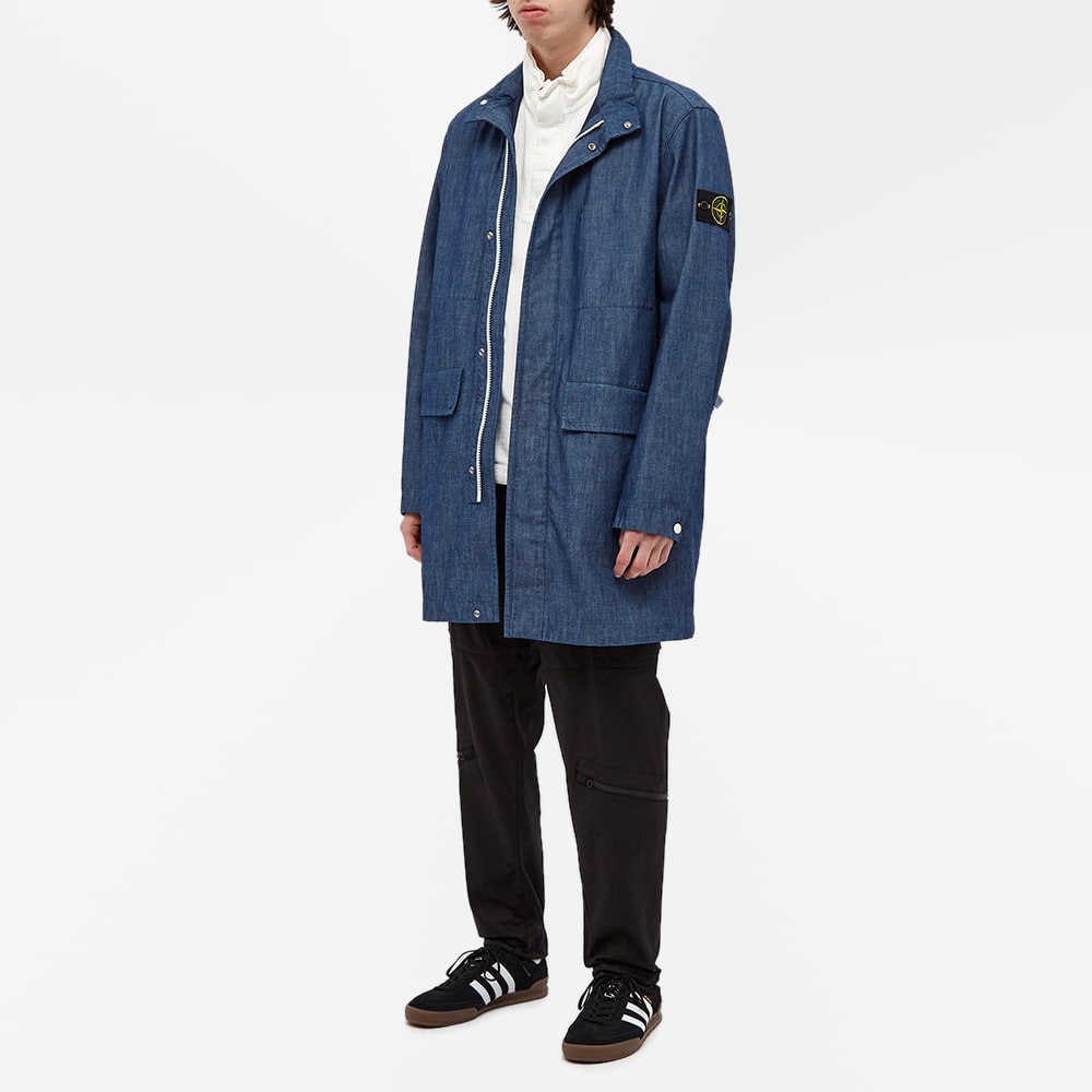 Stone Island Chambray Trench Coat - 8