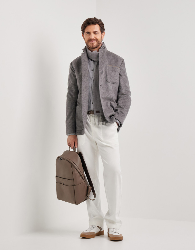 Canali CANALI BRUMA GRAY SINGLE-BREASTED CASHMERE JACKET WITH SUEDE DETAILS outlook