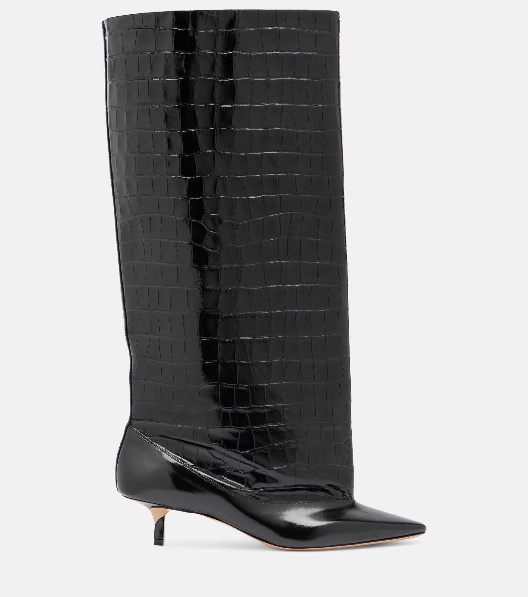 Tourni croc-effect leather knee-high boots - 4