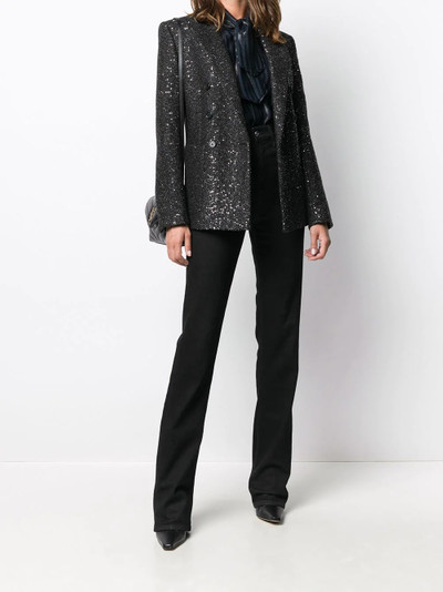 SAINT LAURENT tie-neck metallic threading shirt outlook