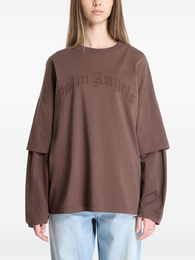 logo-embroidered layered T-shirt 4