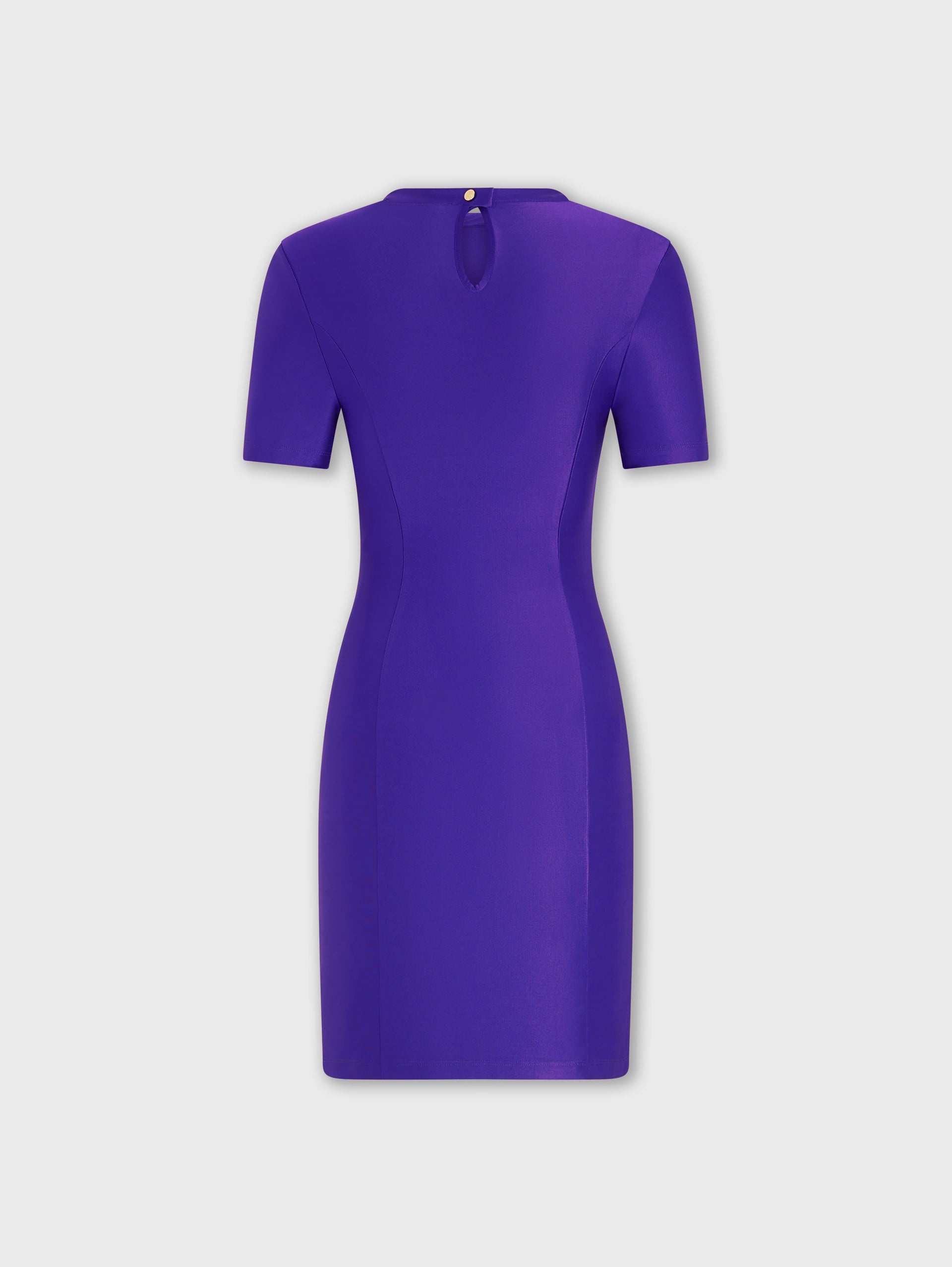 PURPLE DRAPÉ PRESSION MINI DRESS - 5