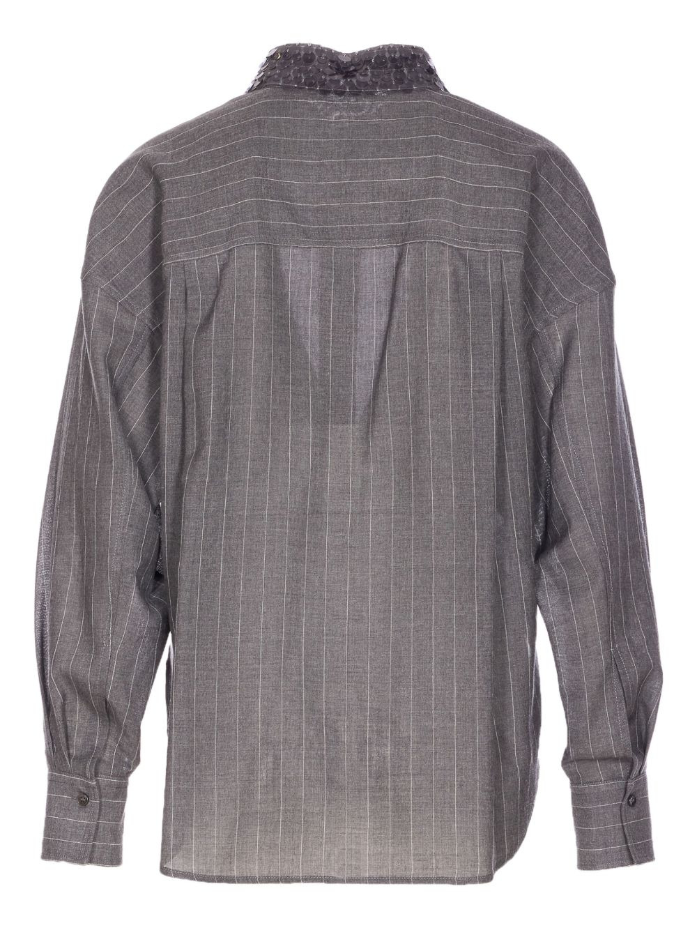 pinstripe sequin-collar shirt - 2