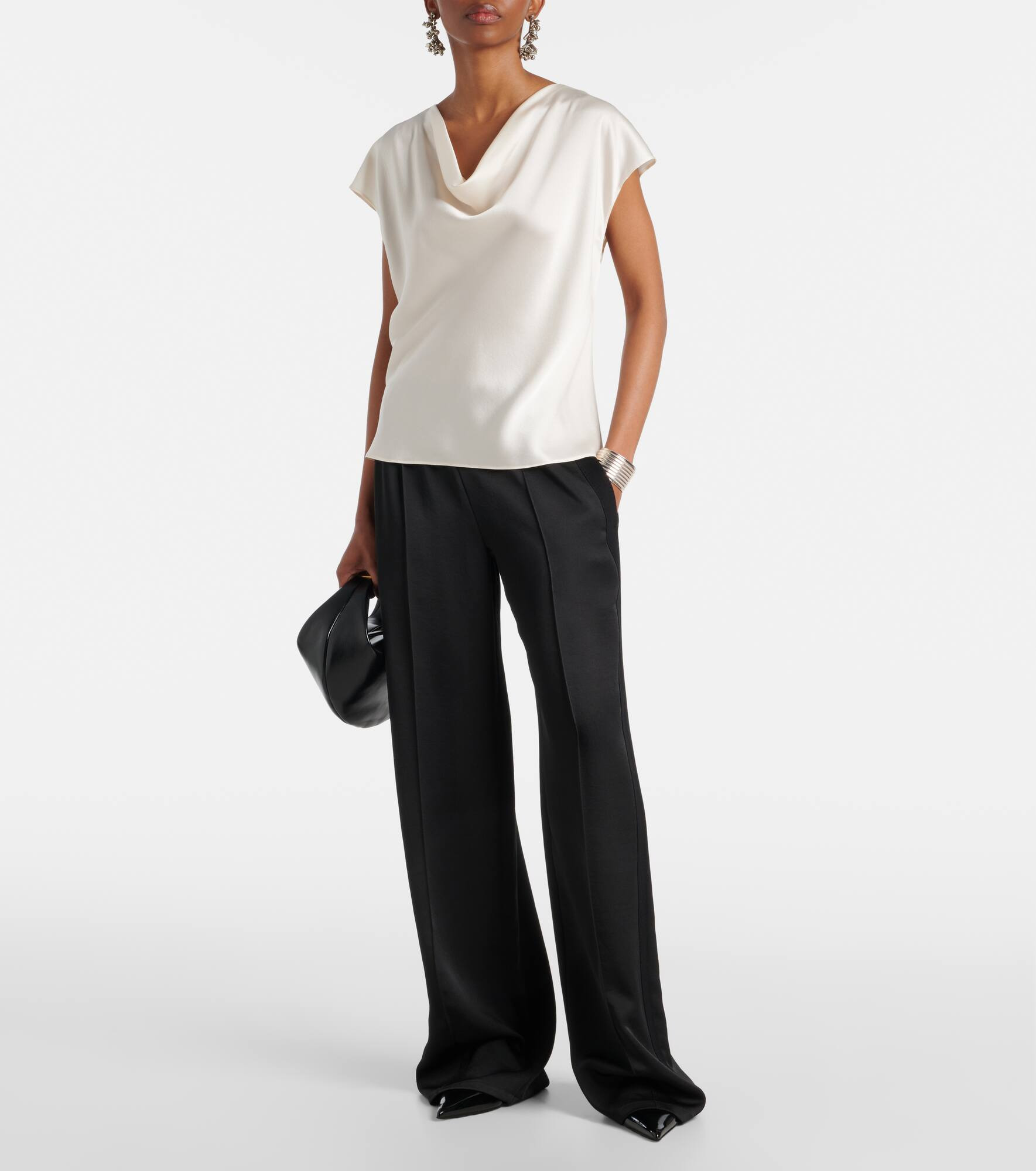 Draped silk satin top - 2