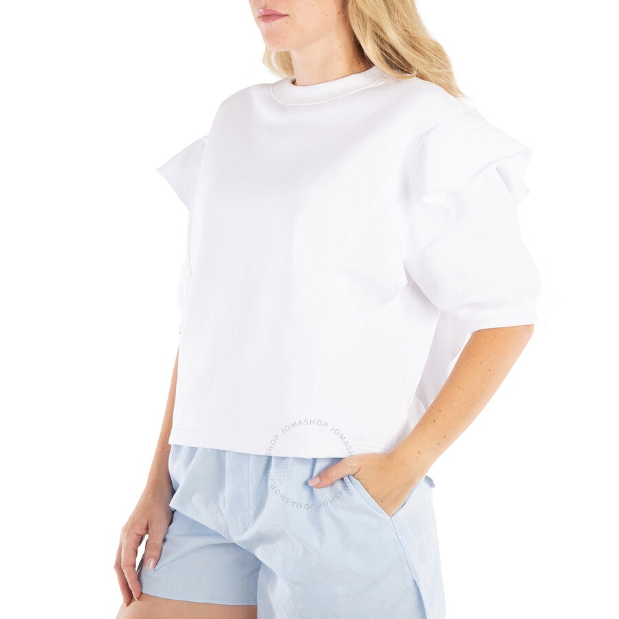 Chloe Ladies White Layered Design-Sleeves Cotton Top - 4