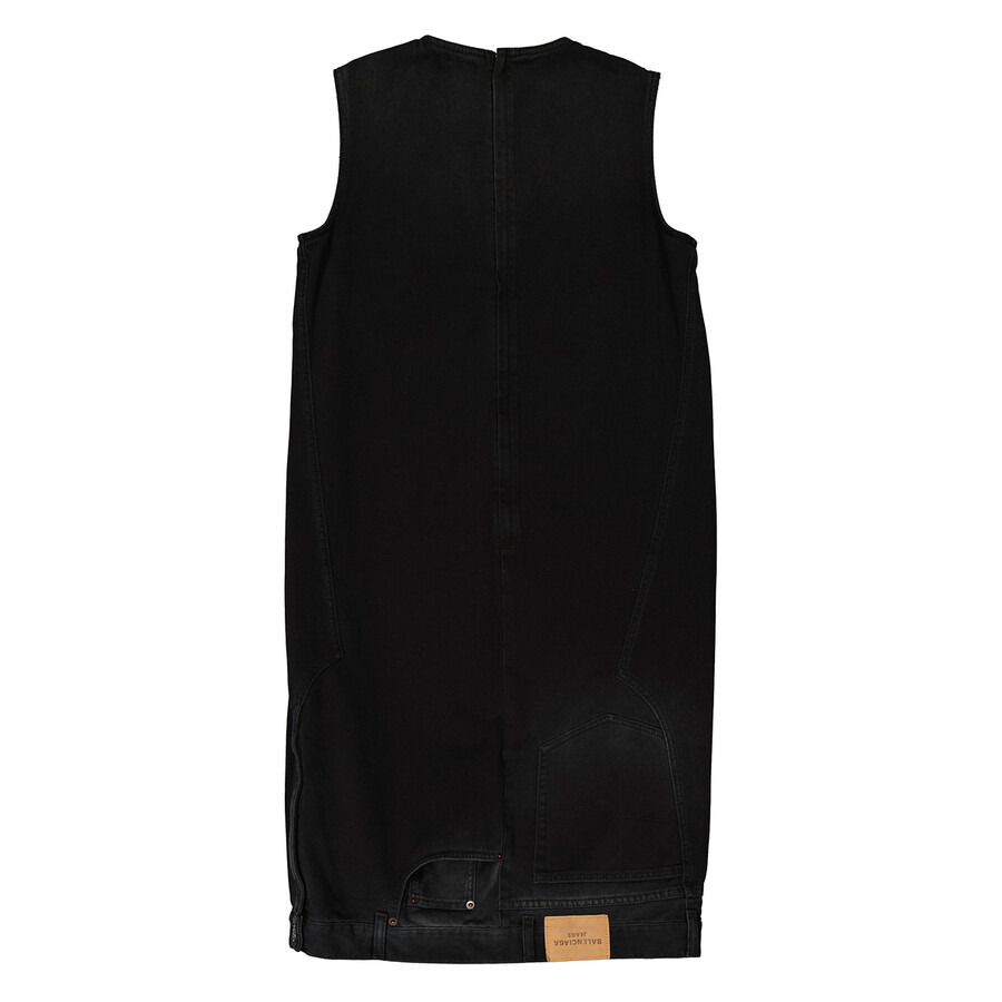 Balenciaga Sunbleached Black Upside Down Denim Midi Dress - 6