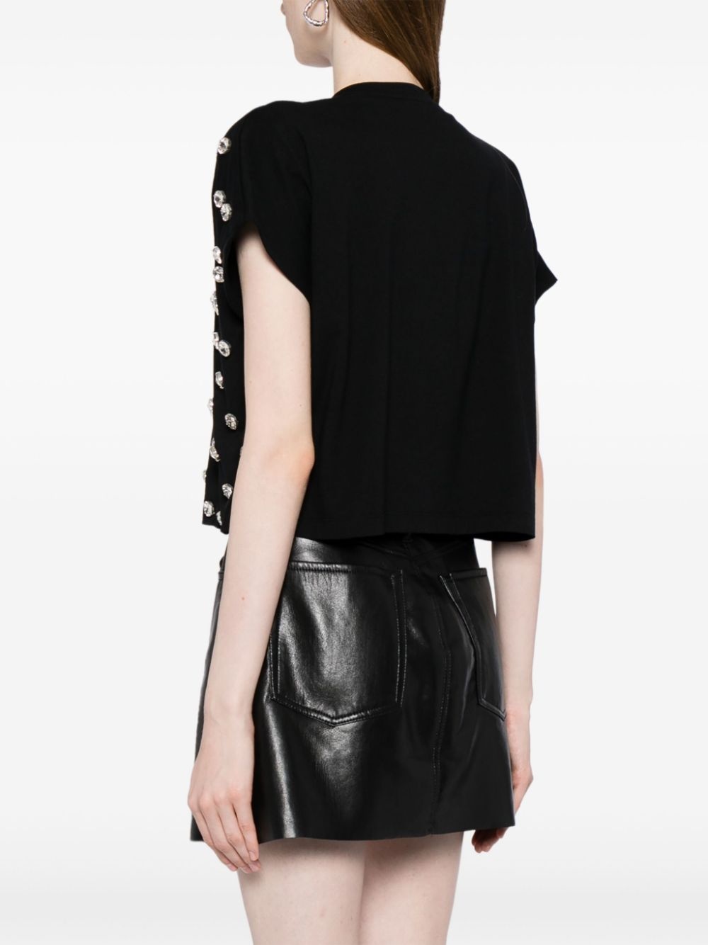 crystal-embellished cotton T-shirt - 4