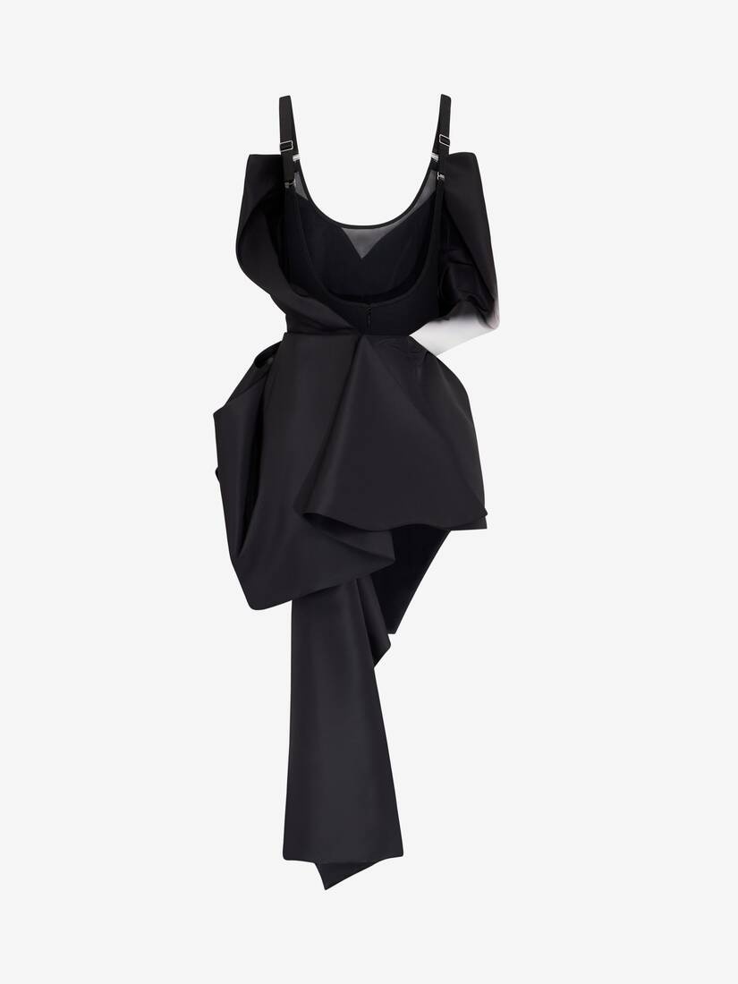 Women's Iris Asymmetric Drape Dress in Black/galactic Blue - 2