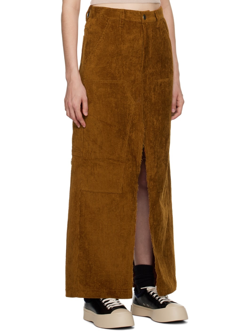 Brown Vented Midi Skirt - 2