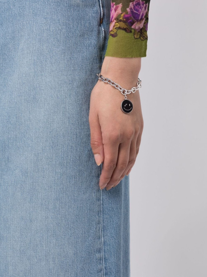 We11done smiley-face chain-link bracelet outlook