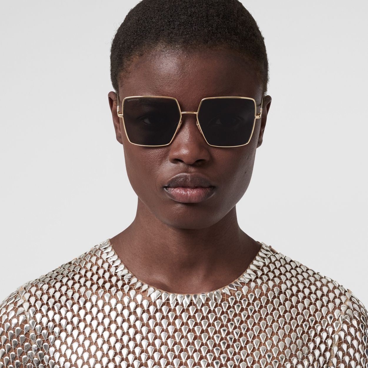 Icon Stripe Detail Square Frame Sunglasses - 3