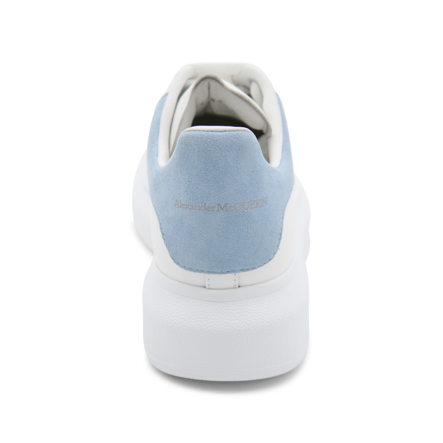 WHITE AND POWDER BLUE LEATHER OVERSIZED SNEAKERS - 4
