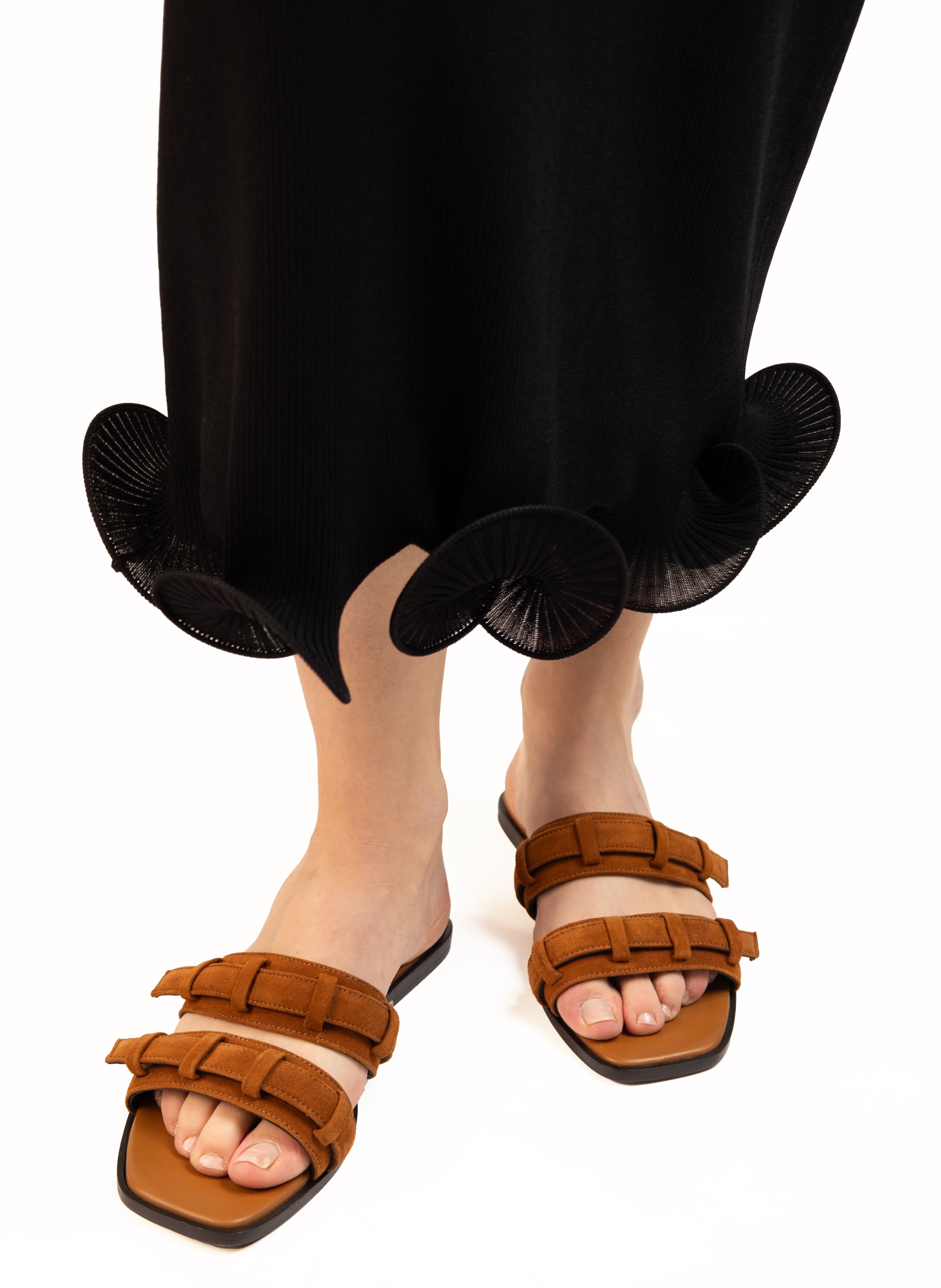 Loop Flat Sandal Suede Cognac - 6