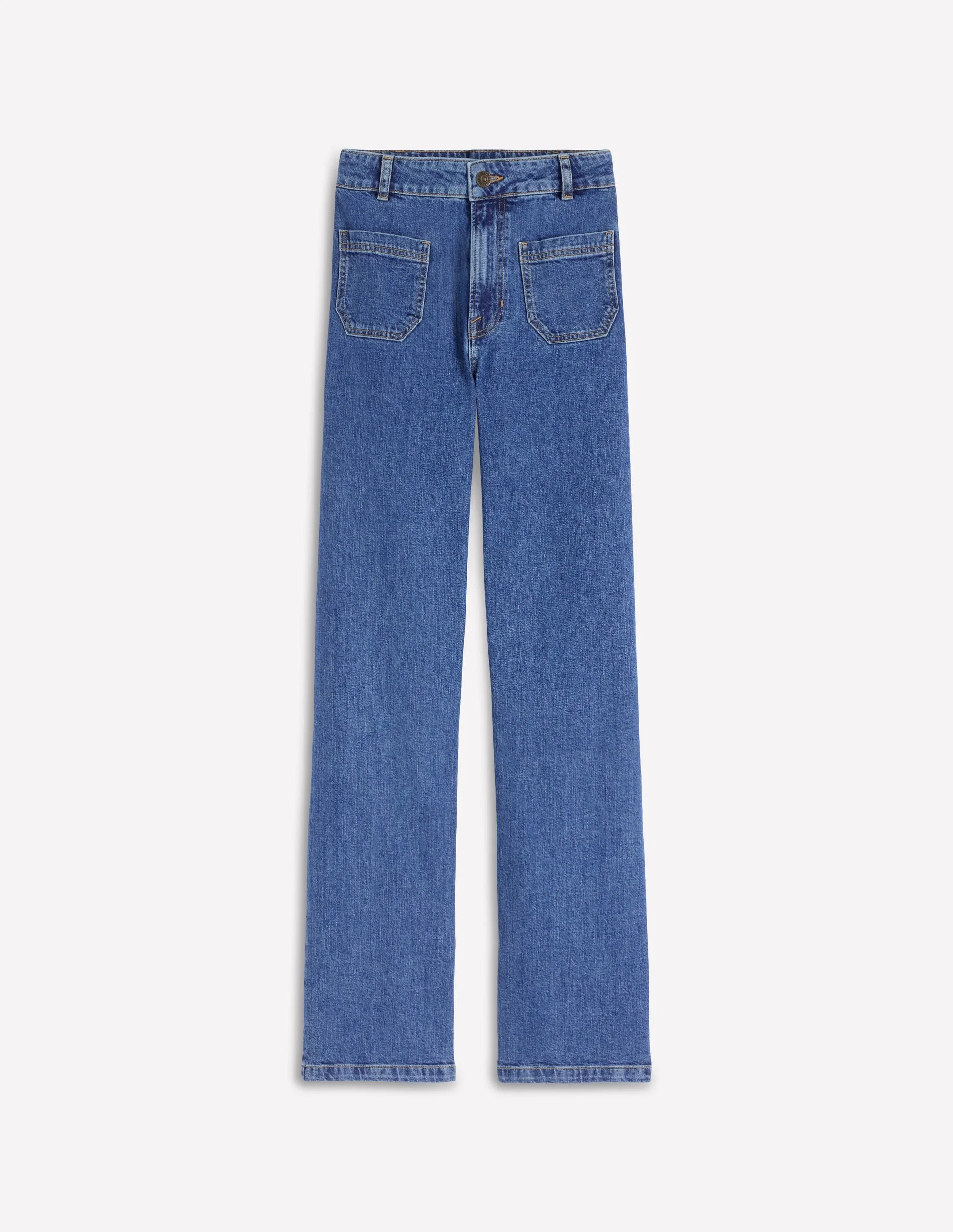 Straight Leg Pocket Jeans-Mid Vintage - 1