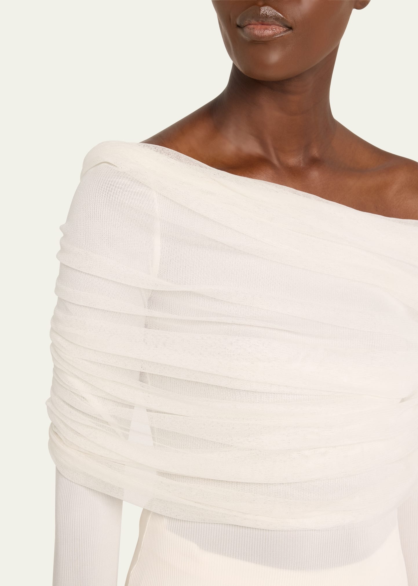 Sonora Veiled Off-Shoulder Tulle Top - 5