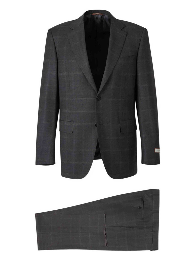check-pattern single-breasted suit 1