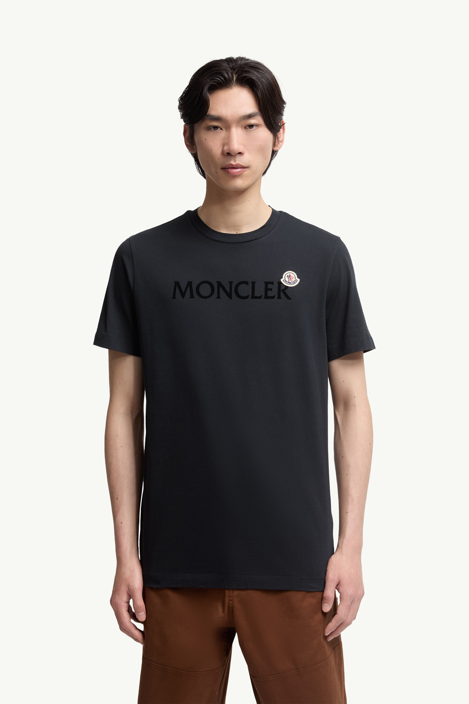 Flocked Logo Cotton T-Shirt - 3