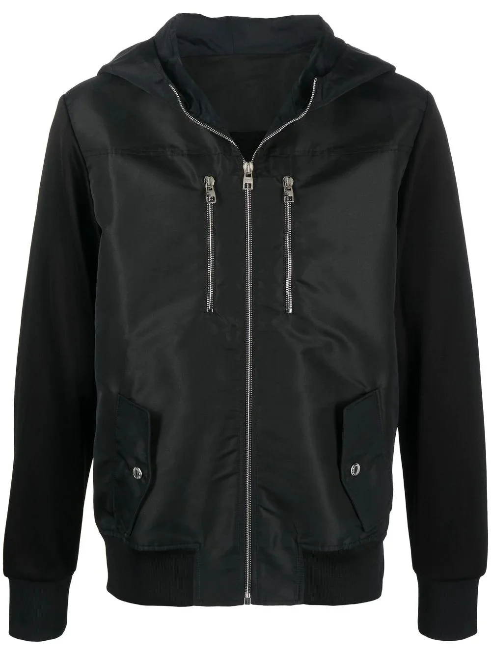 contrast-panel zip-up hoodie - 1
